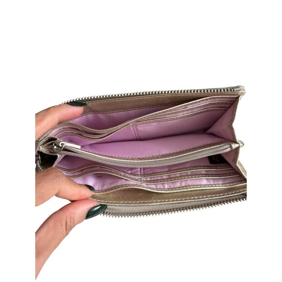 COACH Poppy Greige Leather Zip Limited Edition Wallet - Picture 4 of 7